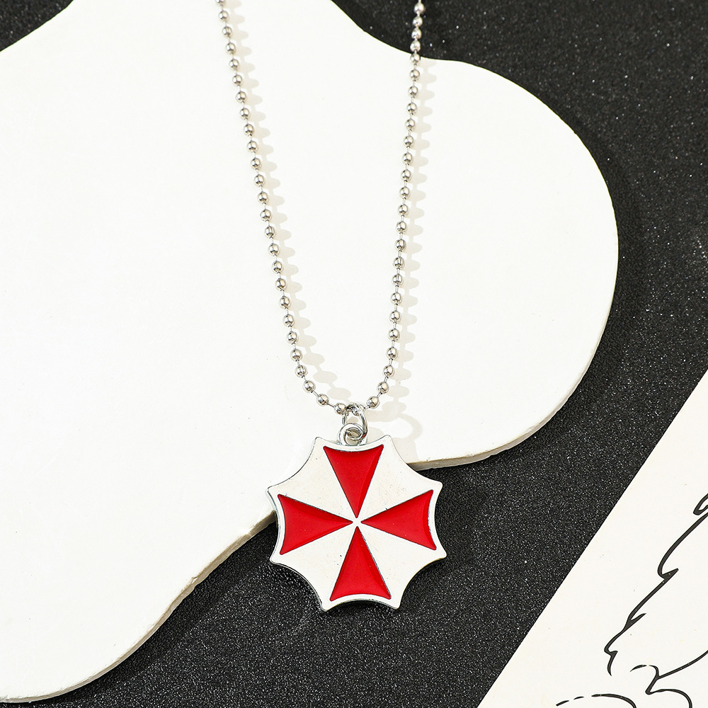 Vintage Fashion Collection - Vintage Fashion Red Umbrella Pendant Necklace
