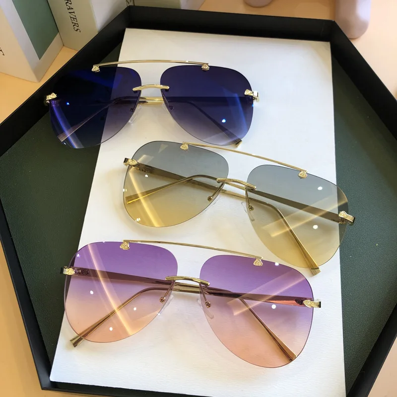 Vintage Fashion Female - Vintage Rimless Alloy Aviation Pilot Sunglasses