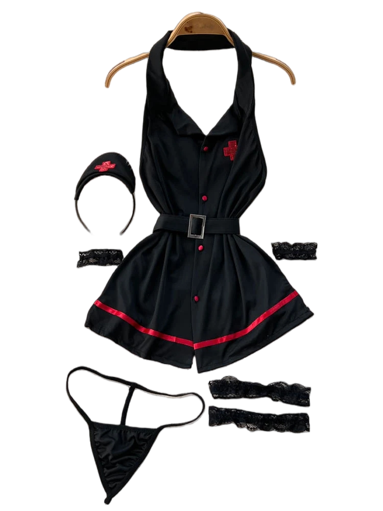V Vintage Fashion - Erotic Fashion Sexy Halter Lingerie Dress