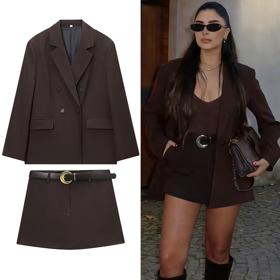 V Vintage Fashion - ZOCI Women Office Chocolate Brown Suit