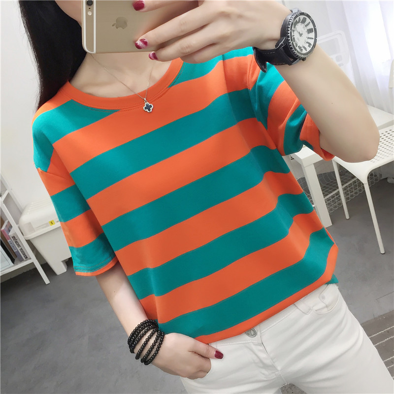 Vintage Fashion Influencers - Trendy Striped Loose Fit Short Sleeve