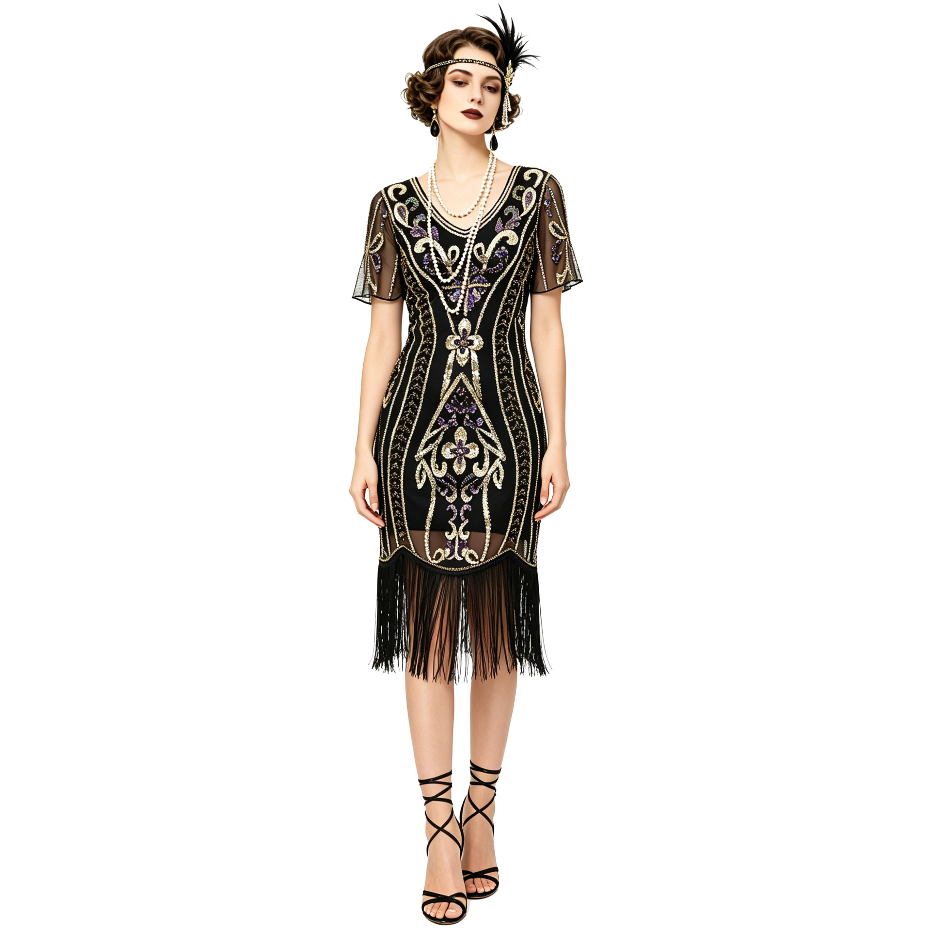 Vintage Fashion Collection - New Vintage Sequin Tassel Dress Party