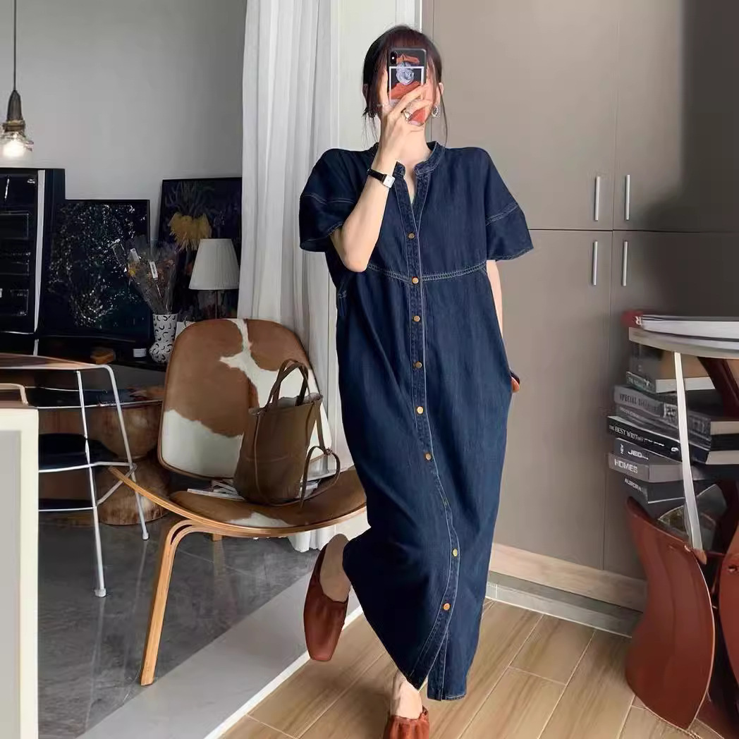 V Vintage Fashion - New French Vintage Loose Denim Long