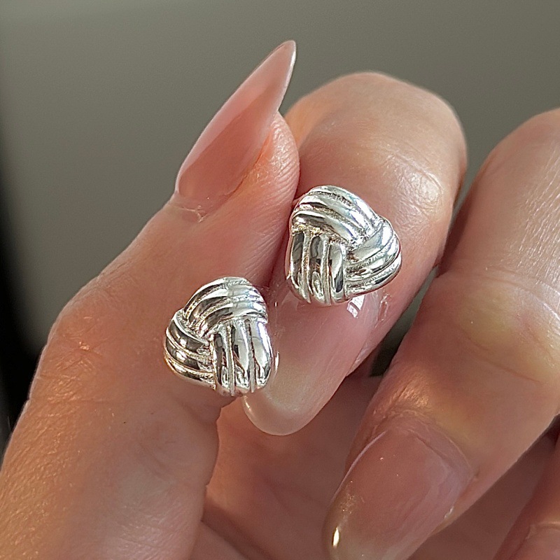 Vintage Fashion Wholesale - [Cciris.Com] S925 Silver Knot Earrings Korean