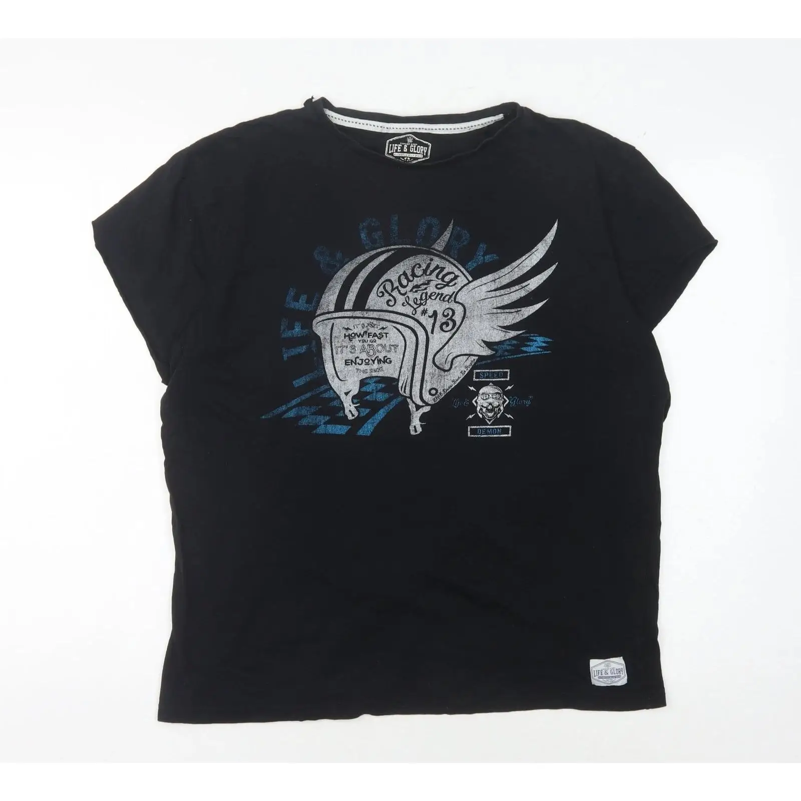 Vintage Fashion Uk - Schwarzes T Shirt Herren UK Größe