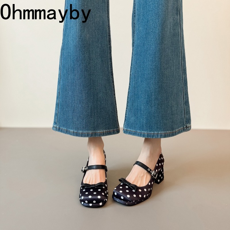 Vintage Thick Heel Polka Dot W - đánh giá và giá Vintage Fashion Female