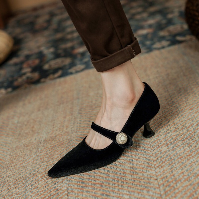 Wine Red Pointed Toe Mary Jane - đánh giá và giá Vintage Old Fashion