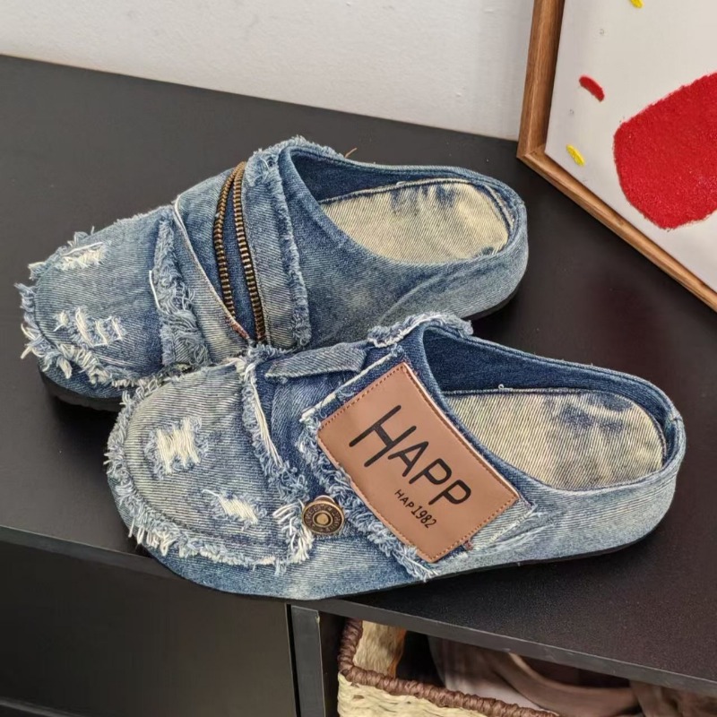 Washed Denim Metal Toe Flat He - đánh giá và giá Vintage Old Fashion