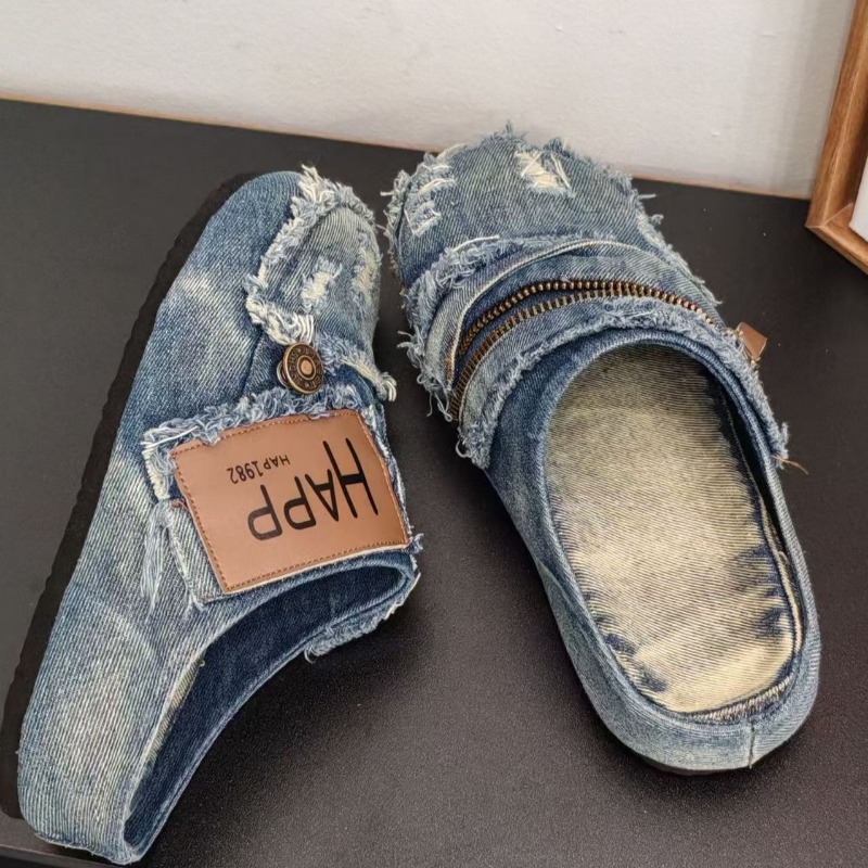 Washed Denim Metal Toe Flat He - đánh giá và giá Vintage Old Fashion