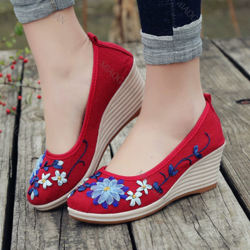 Embroidered Women Comfort Wedg - đánh giá và giá Vintage Fashion Female