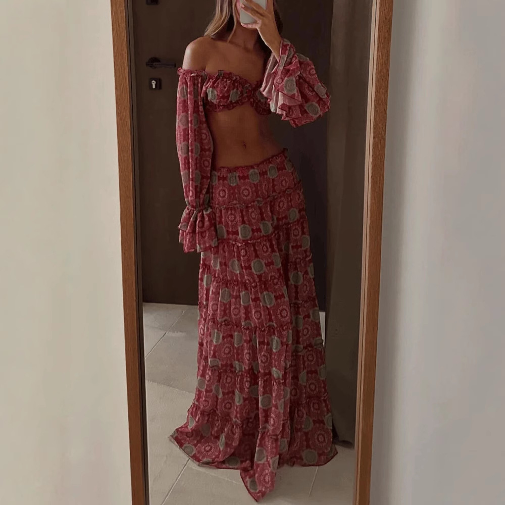 Vintage Print Skirt Two Piece  - đánh giá và giá Vintage Fashion Ai