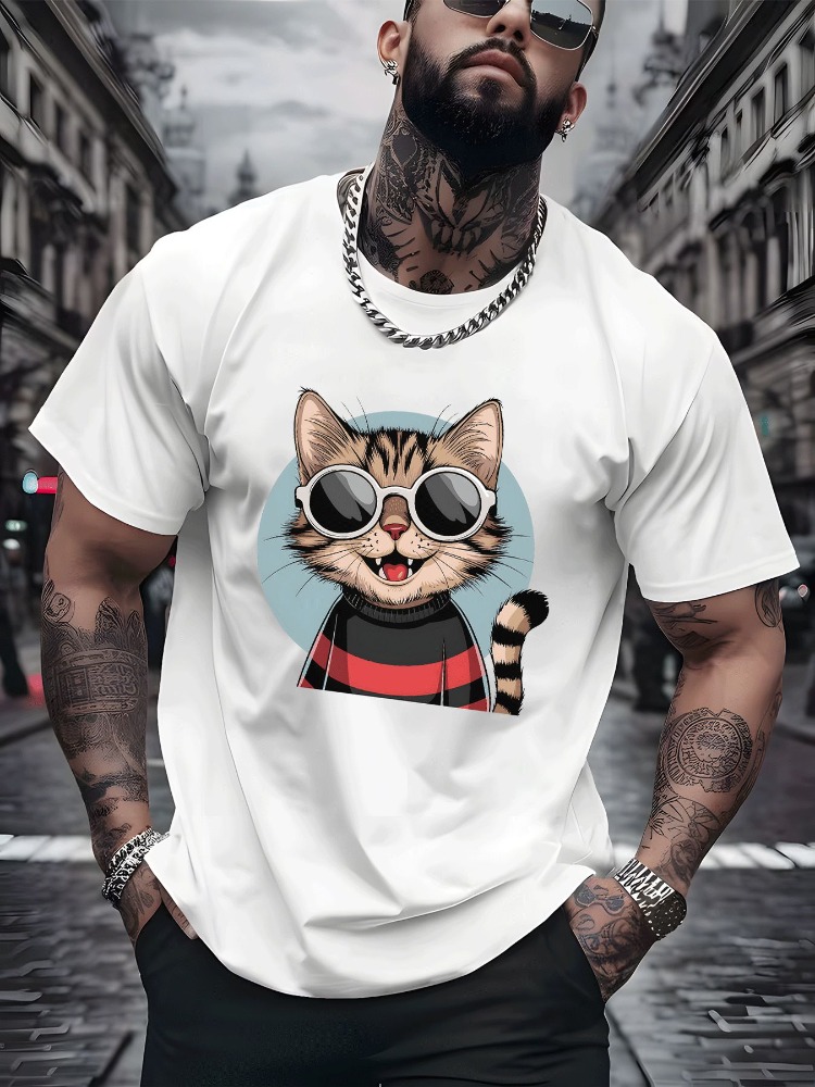 Vintage Cat Cotton T Shirt Har - đánh giá và giá Vintage Fashion Outfits Men