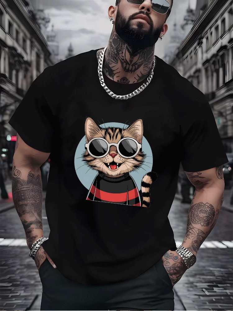 Vintage Cat Cotton T Shirt Har - đánh giá và giá Vintage Fashion Outfits Men